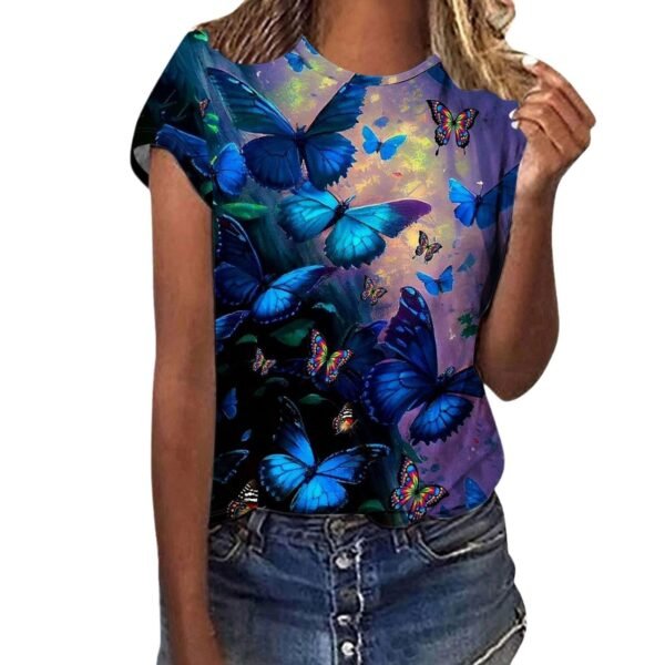 Butterfly Digital Printed Short Sleeve Shirt - Image 2