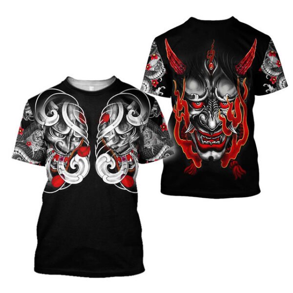 3D Men's T-shirt Samurai Printed T-shirt Loose Round Neck - Image 5