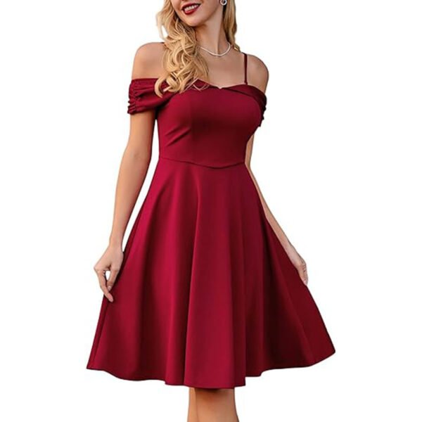 Retro Spaghetti Straps Off-shoulder Waist Sexy Dress - Image 8