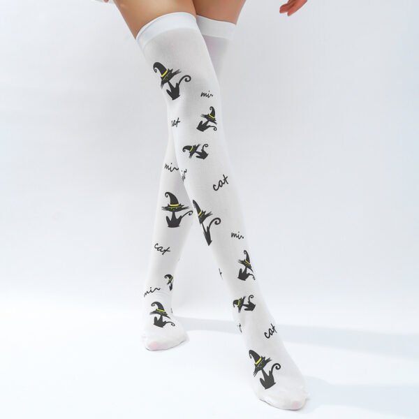 Black Silk Screen Foot Knee Socks - Image 6