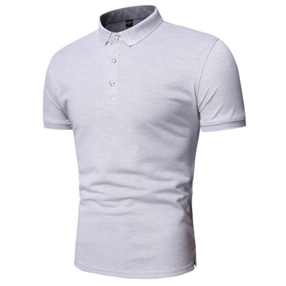 Men's Polo Shirt Lapel Short Sleeve Solid Color Top - Image 4