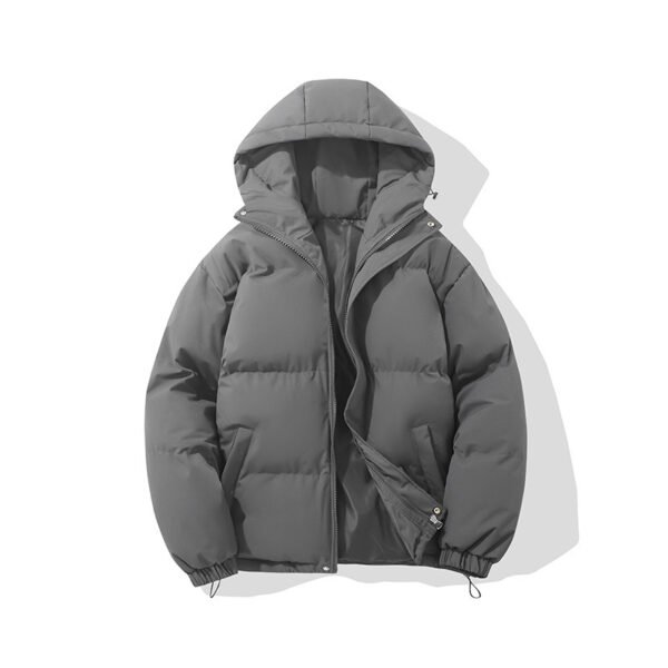 Zipper Solid Color Hooded Padded Jacket - Image 8