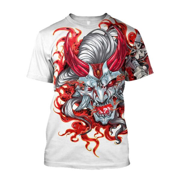 3D Men's T-shirt Samurai Printed T-shirt Loose Round Neck - Image 6