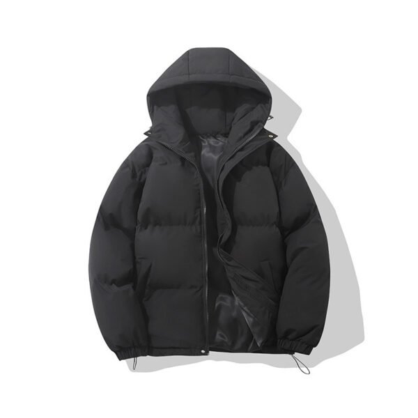 Zipper Solid Color Hooded Padded Jacket - Image 4