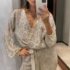 Women's Stylish Crystal Bead Waist Romper