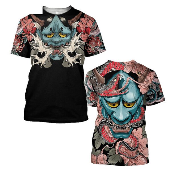 3D Men's T-shirt Samurai Printed T-shirt Loose Round Neck - Image 8