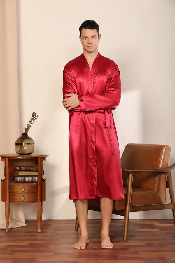 Men's Robe Ultra-thin Cardigan Nightgown Loose Plus Size - Image 7