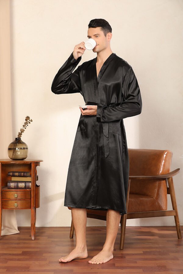 Men's Robe Ultra-thin Cardigan Nightgown Loose Plus Size - Image 9