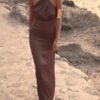 Solid Color Halterneck Maxi Dress