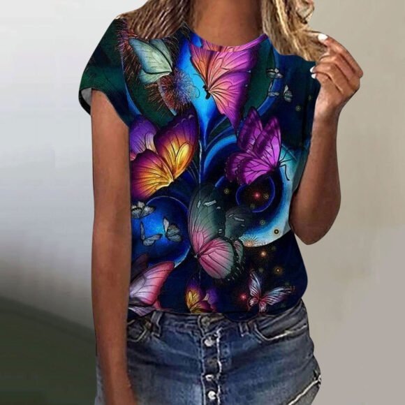 Butterfly Digital Printed Short Sleeve Shirt - Image 10