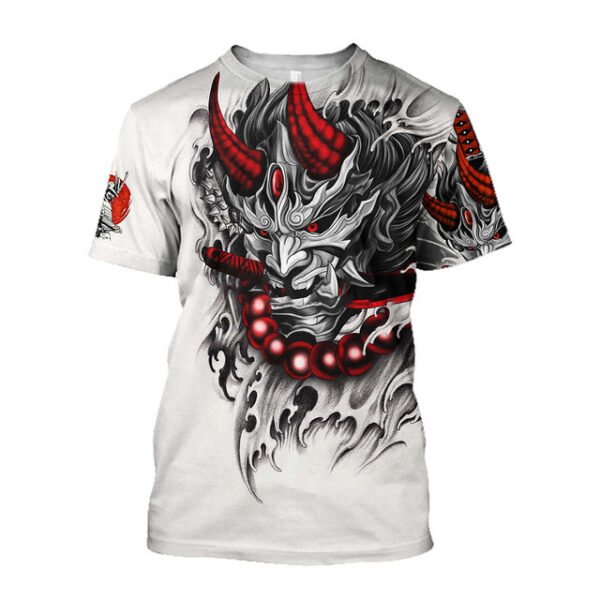 3D Men's T-shirt Samurai Printed T-shirt Loose Round Neck - Image 7