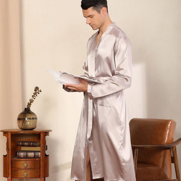 Men's Robe Ultra-thin Cardigan Nightgown Loose Plus Size - Image 3