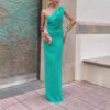 European And American Fashion Casual Women's Solid Color Off Shoulder Dress