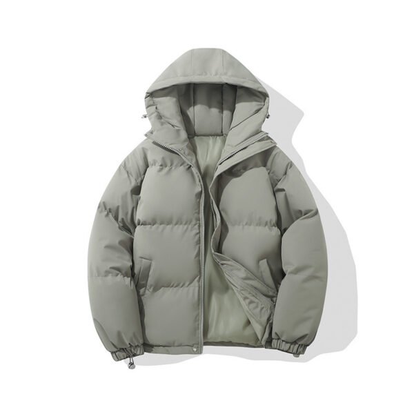 Zipper Solid Color Hooded Padded Jacket - Image 5