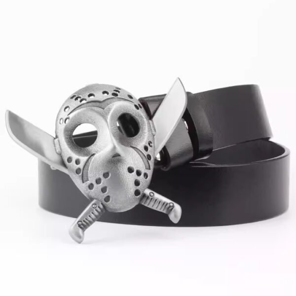 Casual Skull Decorative Two-layer Cowhide Belt - Image 7