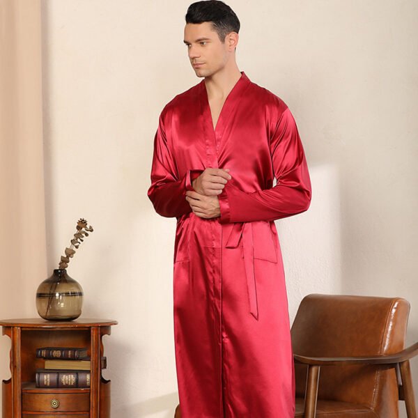 Men's Robe Ultra-thin Cardigan Nightgown Loose Plus Size - Image 5