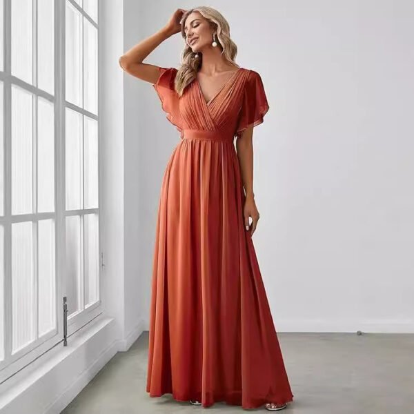 Chiffon Pure Color Mesh Dress - Image 4