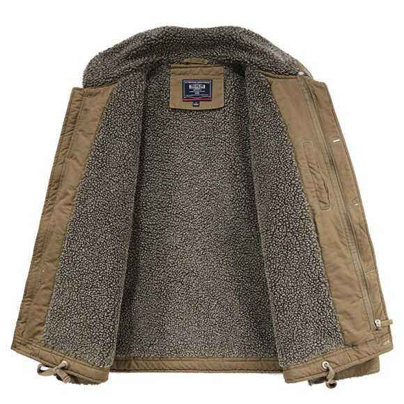 Lamb Wool Coat Men's Fleece Lined Padded Warm Keeping Cotton Jacket - Image 4