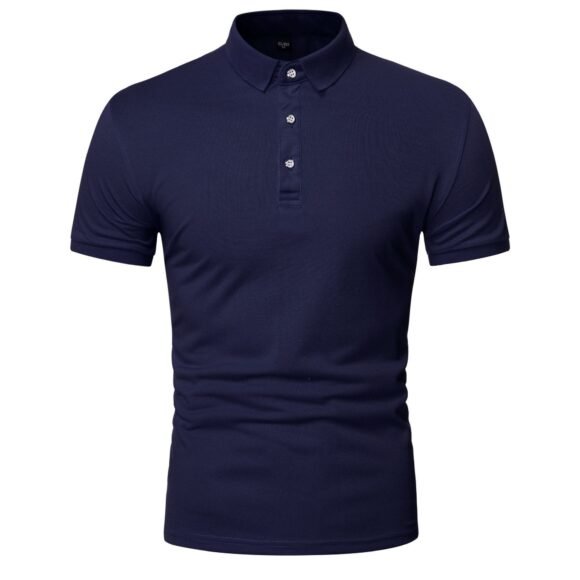 Men's Polo Shirt Lapel Short Sleeve Solid Color Top - Image 3