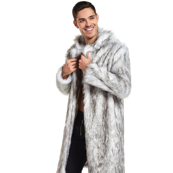 European And American Men's Artificial Fur Long Coat - Image 4