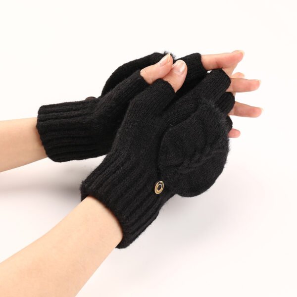 Wool Fingerless Gloves Women's Warm Fashionable Knitted Half Finger Oversleeves - Image 4