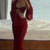 Hollow Solid Color Maxi Dress