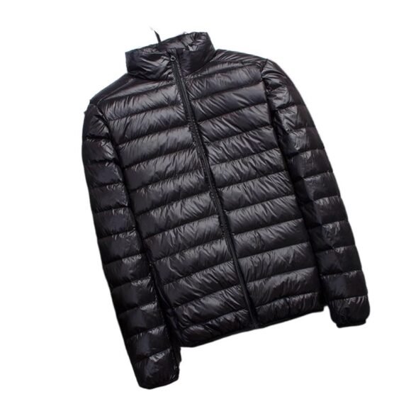Men's Stand Collar Hooded Short Ultra-thin Down Jacket - Image 9