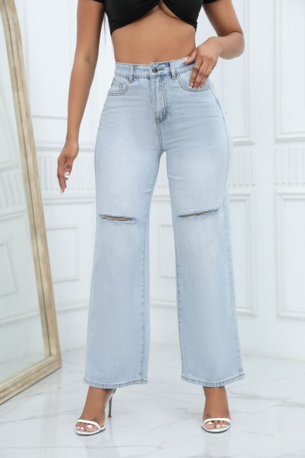 Elegant Ripped Wide-leg Jeans Women - Image 8