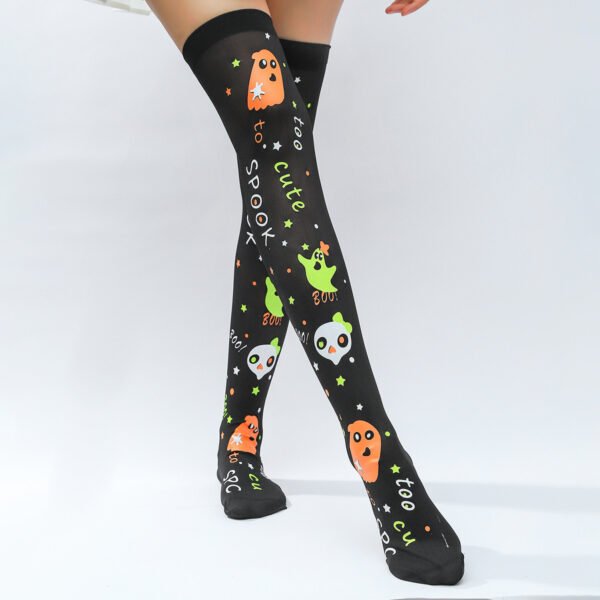 Black Silk Screen Foot Knee Socks - Image 5