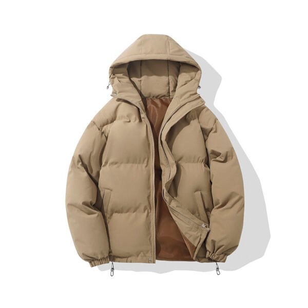 Zipper Solid Color Hooded Padded Jacket - Image 10