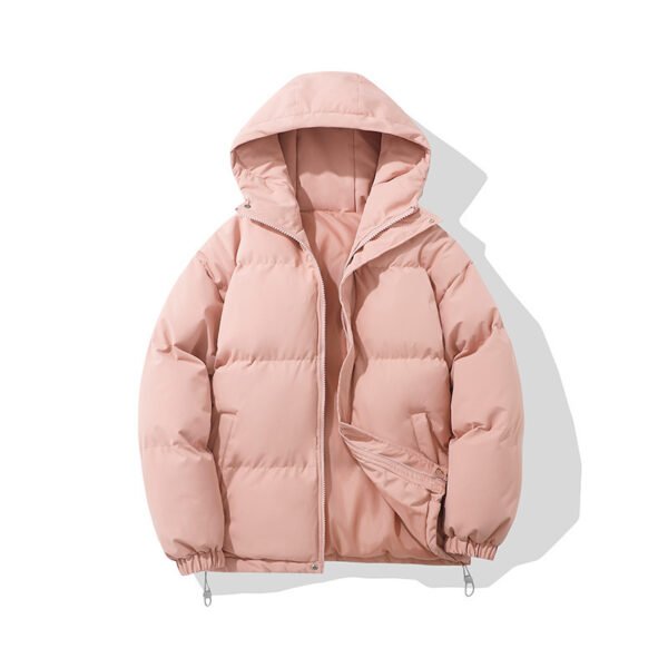 Zipper Solid Color Hooded Padded Jacket - Image 2