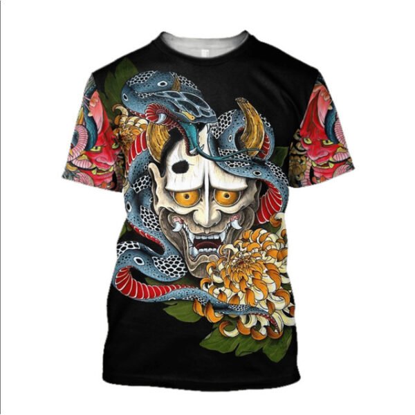 3D Men's T-shirt Samurai Printed T-shirt Loose Round Neck - Image 4