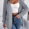 Autumn And Winter Casual Pocket Long Sleeve Knitted Sweater Cardigan Jacket