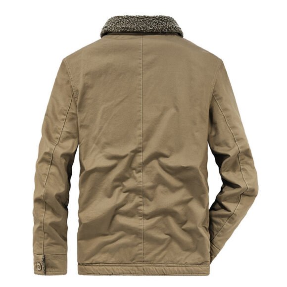 Lamb Wool Coat Men's Fleece Lined Padded Warm Keeping Cotton Jacket - Image 7
