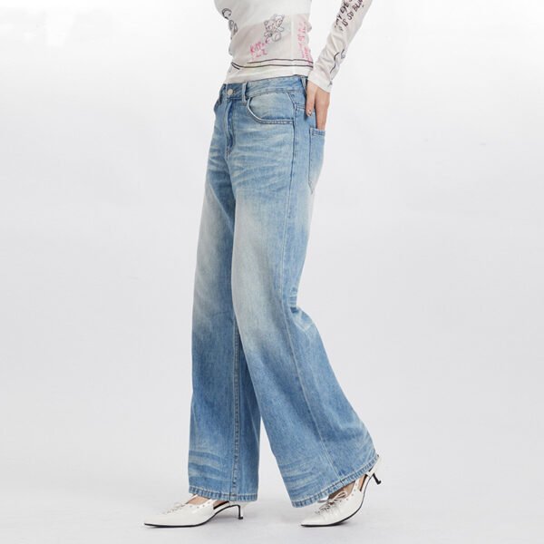 High Waist Wash Drooping Straight Pants Women's Simple Design - Image 5