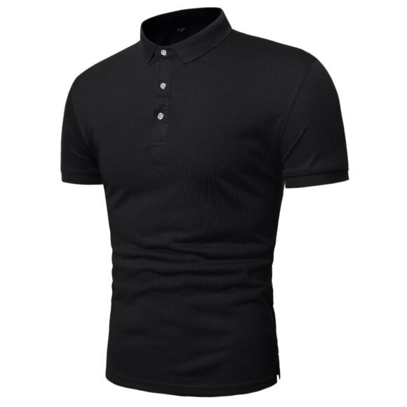 Men's Polo Shirt Lapel Short Sleeve Solid Color Top - Image 7