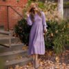 European And American Elegant Retro French Round-neck High Waist Smocking Dress