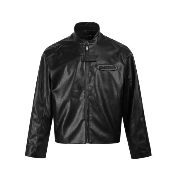 Motorcycle Clothing PU Leather Zip Turtleneck Jacket Men's And Women's Coats