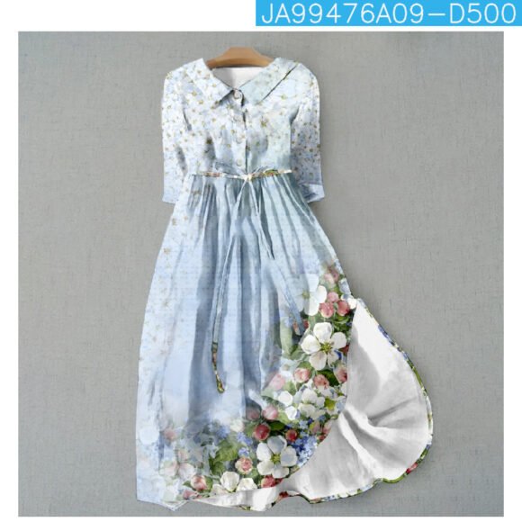 Shirt Bohemian Vacation Style Large Swing Skirt Printed Dress - Image 7