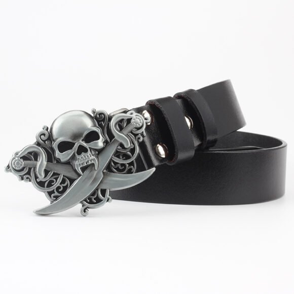 Casual Skull Decorative Two-layer Cowhide Belt - Image 4