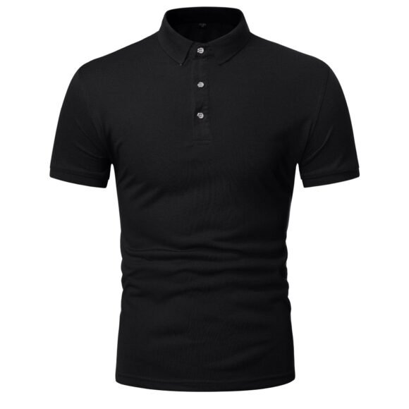 Men's Polo Shirt Lapel Short Sleeve Solid Color Top - Image 9