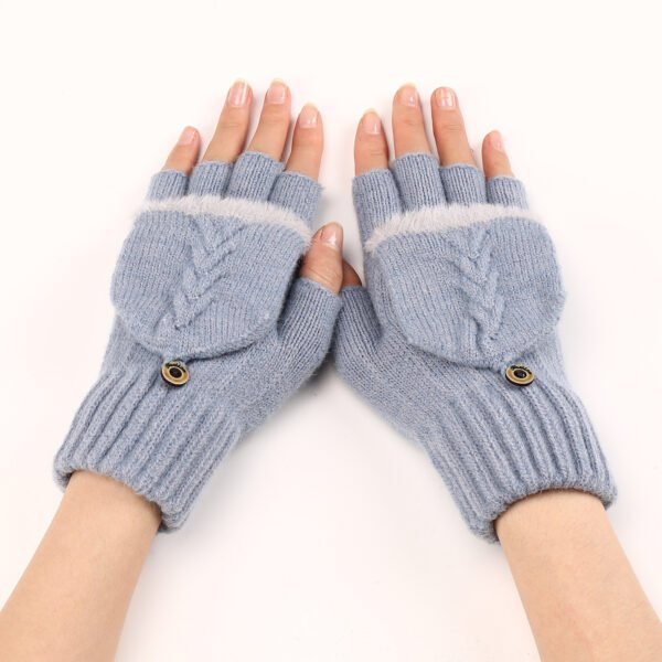 Wool Fingerless Gloves Women's Warm Fashionable Knitted Half Finger Oversleeves - Image 2