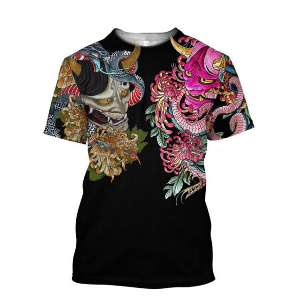 3D Men's T-shirt Samurai Printed T-shirt Loose Round Neck - Image 9