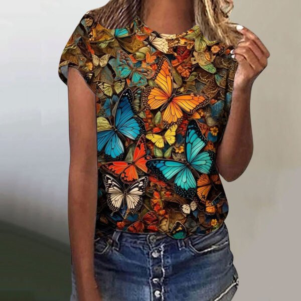 Butterfly Digital Printed Short Sleeve Shirt - Image 4