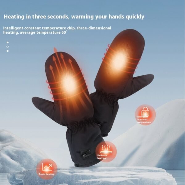 Electrically Heated Gloves Heating Zipper Thermal Windproof Gloves - Image 2