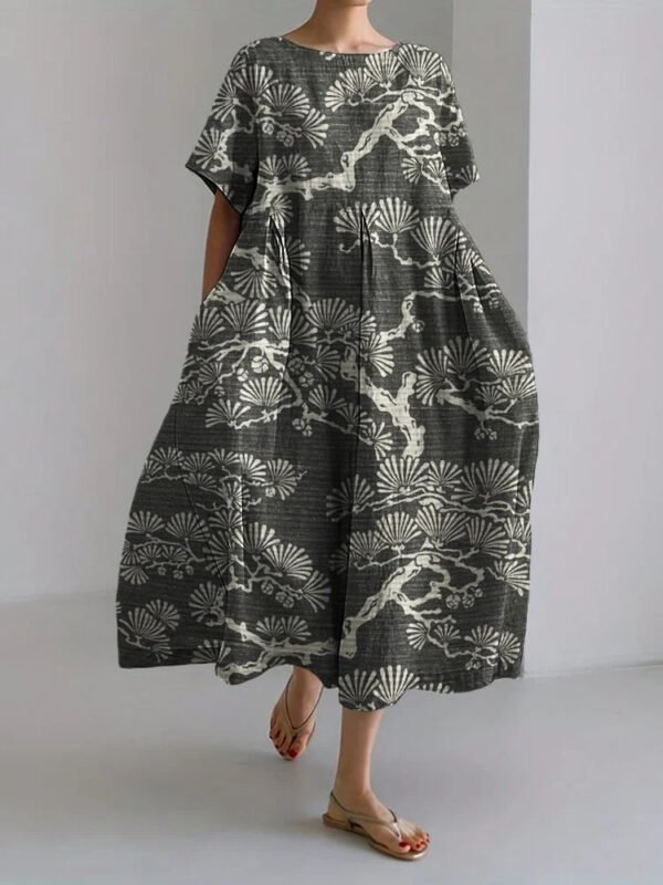 Loose Round Neck Fashion Temperament Printed Dress - Image 4