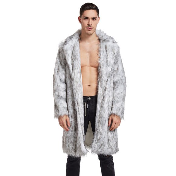 European And American Men's Artificial Fur Long Coat - Image 6