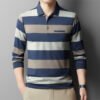 Fashion Colorblock Striped Long Sleeve Lapel T-shirt