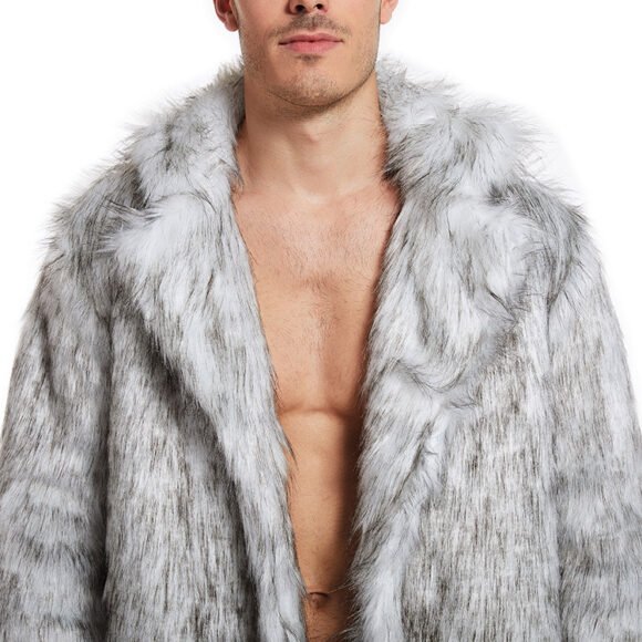 European And American Men's Artificial Fur Long Coat - Image 5