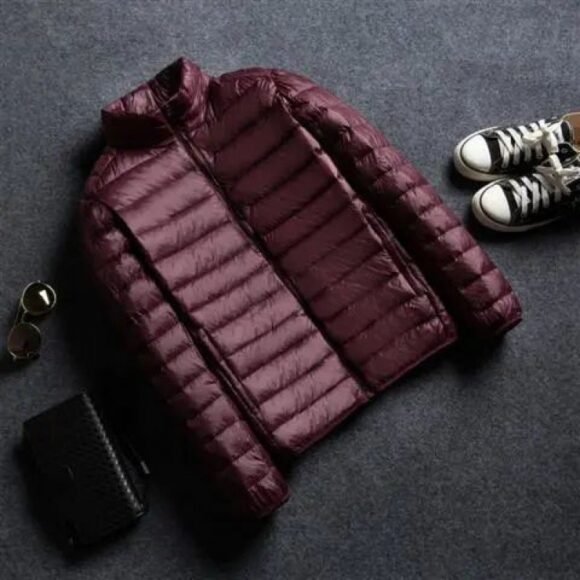 Men's Stand Collar Hooded Short Ultra-thin Down Jacket - Image 2